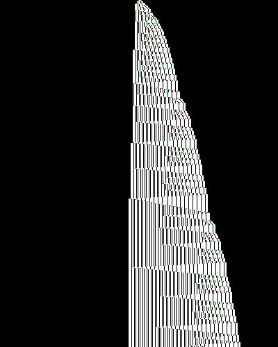 space-time diagram from the blank tape, steps 0 to 10,000