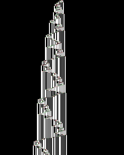 space-time diagram from the blank tape, steps 0 to 10,000