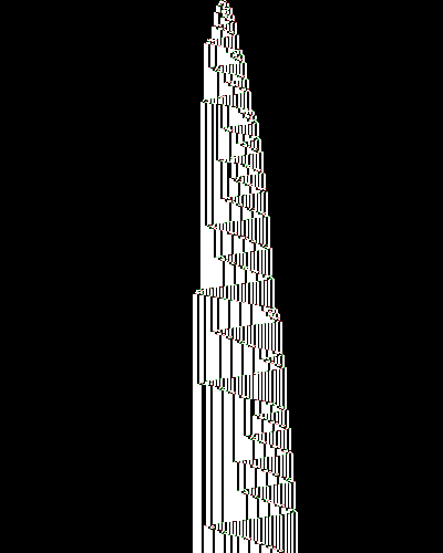 space-time diagram from the blank tape, steps 0 to 10,000