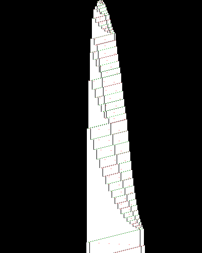 space-time diagram from the blank tape, steps 0 to 10,000