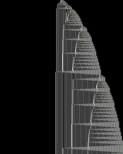 space-time diagram from the blank tape, steps 0 to 10,000