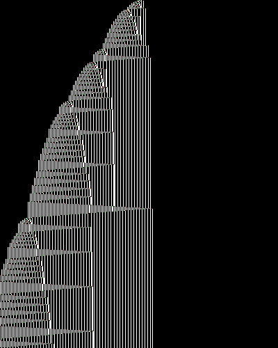 space-time diagram from the blank tape, steps 0 to 10,000
