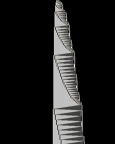 space-time diagram from the blank tape, steps 0 to 10,000