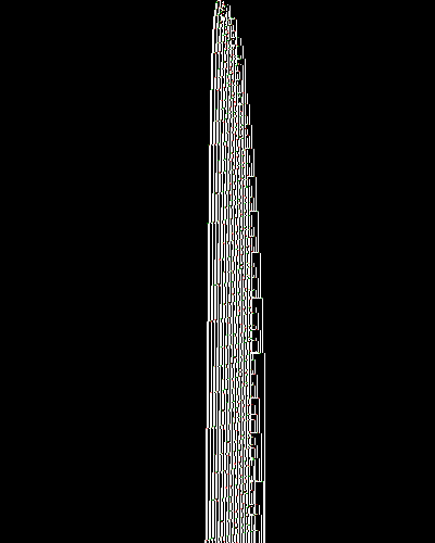 space-time diagram from the blank tape, steps 0 to 10,000