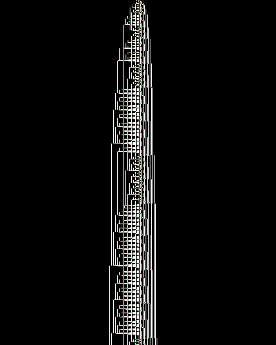 space-time diagram from the blank tape, steps 0 to 10,000