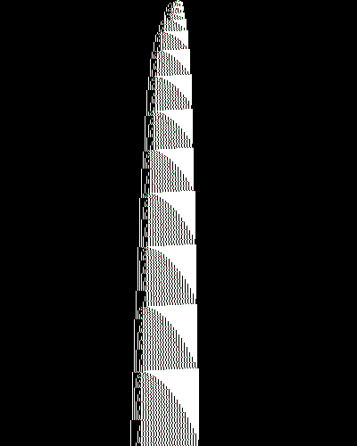 space-time diagram from the blank tape, steps 0 to 10,000