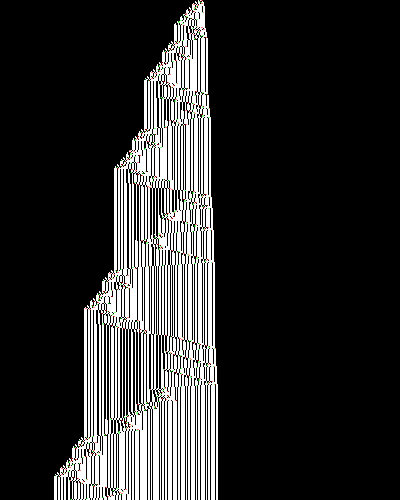 space-time diagram from the blank tape, steps 0 to 10,000