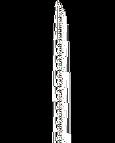 space-time diagram from the blank tape, steps 0 to 10,000