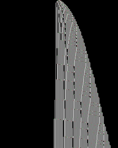 space-time diagram from the blank tape, steps 0 to 10,000
