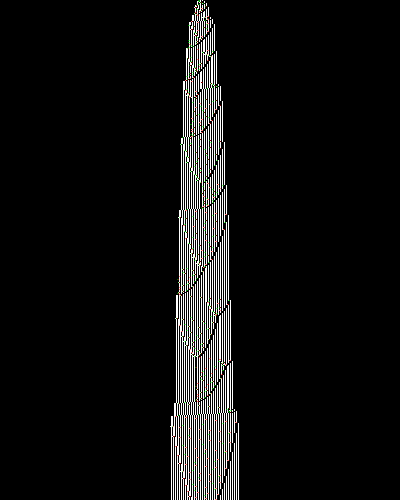 space-time diagram from the blank tape, steps 0 to 10,000