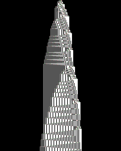 space-time diagram from the blank tape, steps 0 to 10,000