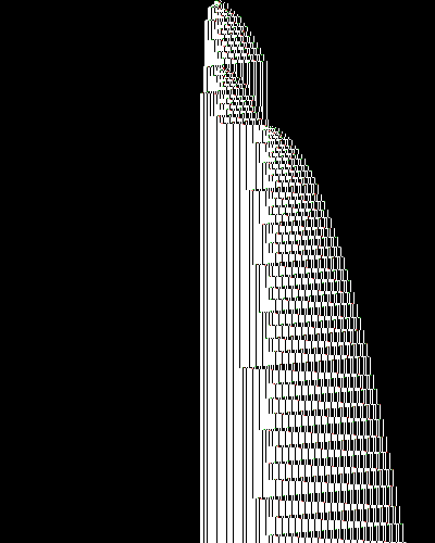 space-time diagram from the blank tape, steps 0 to 10,000