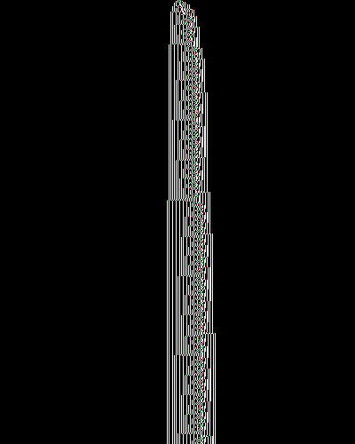 space-time diagram from the blank tape, steps 0 to 10,000