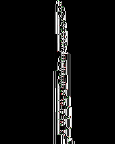 space-time diagram from the blank tape, steps 0 to 10,000