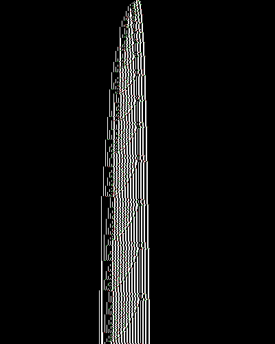 space-time diagram from the blank tape, steps 0 to 10,000