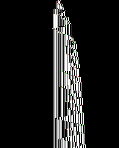 space-time diagram from the blank tape, steps 0 to 10,000
