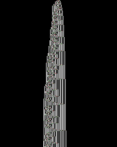 space-time diagram from the blank tape, steps 0 to 10,000