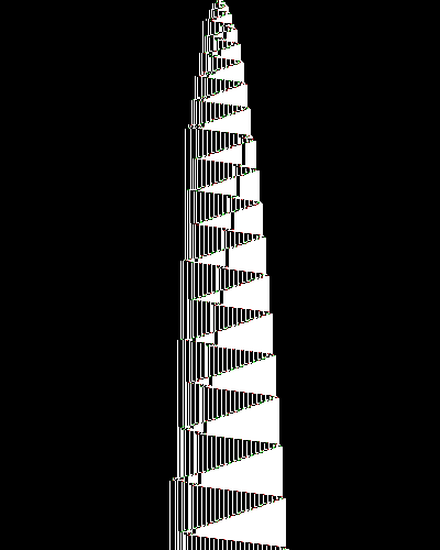 space-time diagram from the blank tape, steps 0 to 10,000