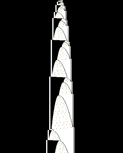 space-time diagram from the blank tape, steps 0 to 10,000