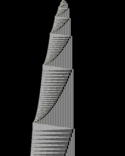 space-time diagram from the blank tape, steps 0 to 10,000