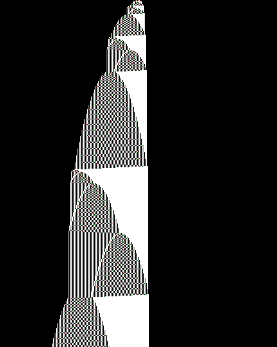 space-time diagram from the blank tape, steps 0 to 10,000
