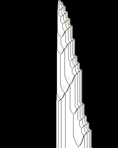 space-time diagram from the blank tape, steps 0 to 10,000