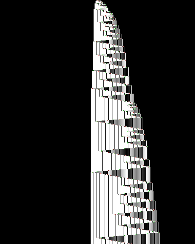 space-time diagram from the blank tape, steps 0 to 10,000