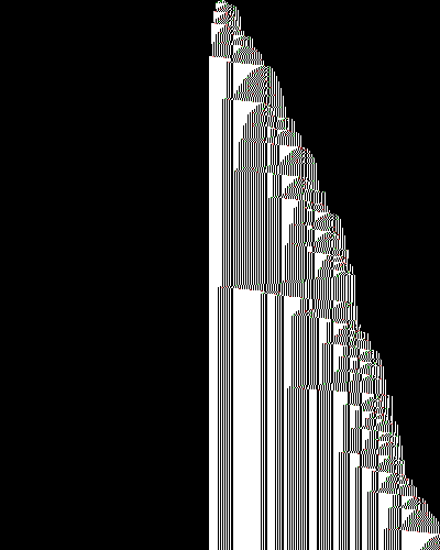 space-time diagram from the blank tape, steps 0 to 10,000