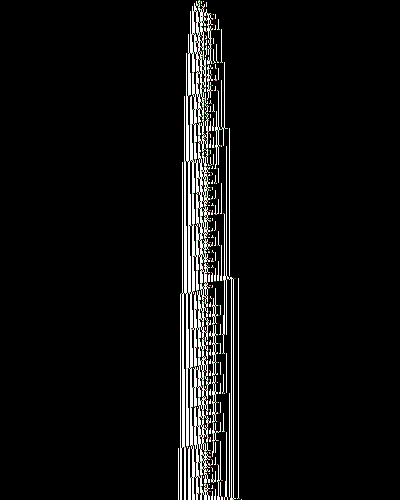 space-time diagram from the blank tape, steps 0 to 10,000