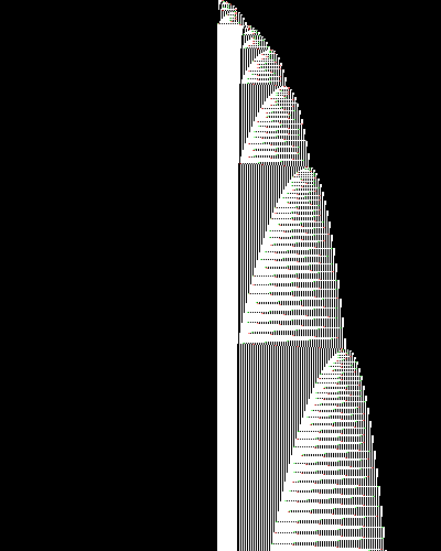 space-time diagram from the blank tape, steps 0 to 10,000