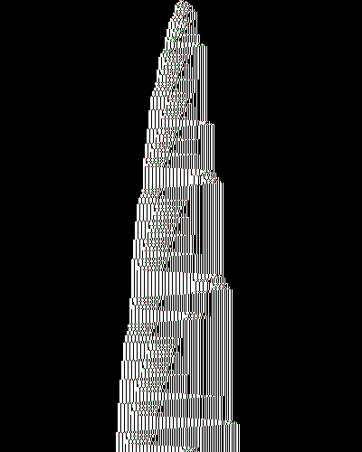 space-time diagram from the blank tape, steps 0 to 10,000