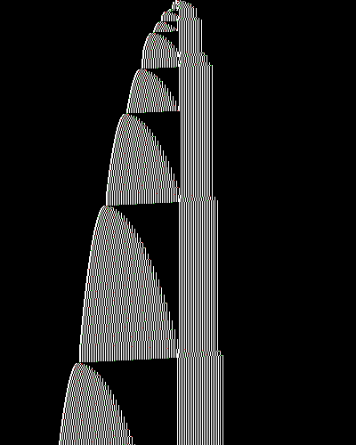 space-time diagram from the blank tape, steps 0 to 10,000