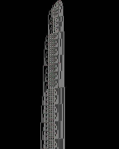 space-time diagram from the blank tape, steps 0 to 10,000
