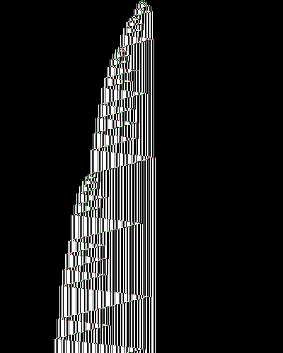 space-time diagram from the blank tape, steps 0 to 10,000
