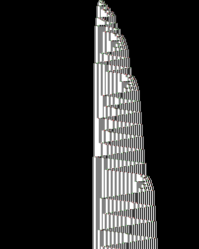 space-time diagram from the blank tape, steps 0 to 10,000