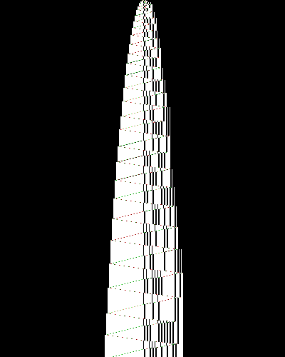 space-time diagram from the blank tape, steps 0 to 10,000