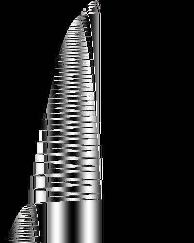 space-time diagram from the blank tape, steps 0 to 10,000