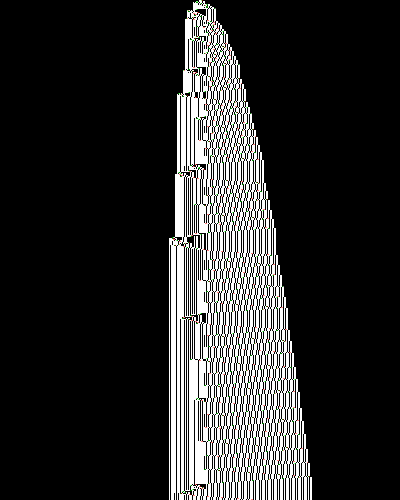 space-time diagram from the blank tape, steps 0 to 10,000