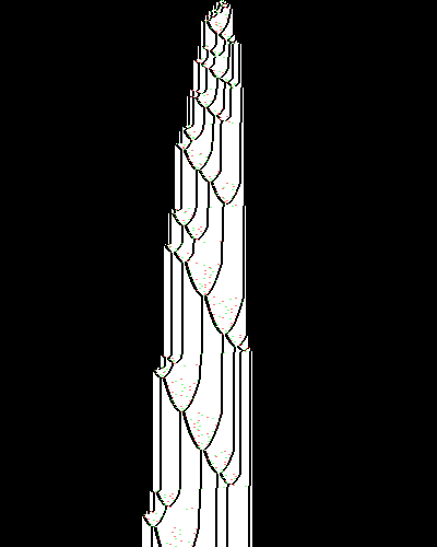 space-time diagram from the blank tape, steps 0 to 10,000