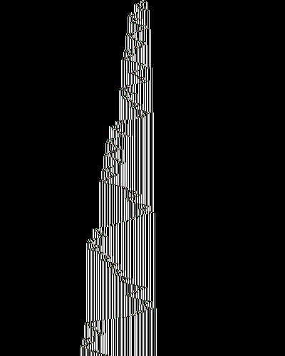 space-time diagram from the blank tape, steps 0 to 10,000