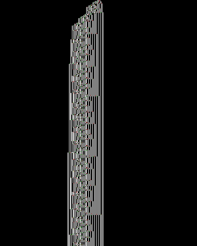 space-time diagram from the blank tape, steps 0 to 10,000