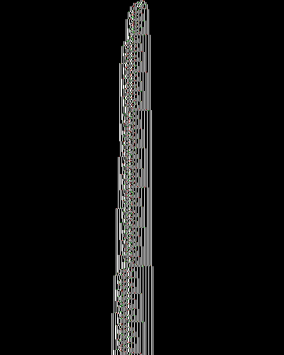 space-time diagram from the blank tape, steps 0 to 10,000