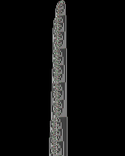 space-time diagram from the blank tape, steps 0 to 10,000