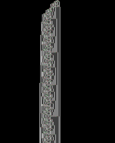 space-time diagram from the blank tape, steps 0 to 10,000