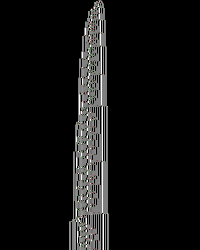 space-time diagram from the blank tape, steps 0 to 10,000