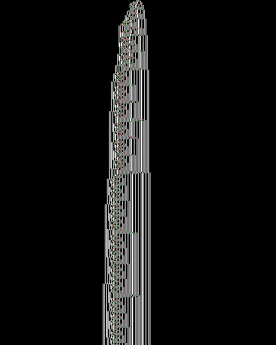 space-time diagram from the blank tape, steps 0 to 10,000