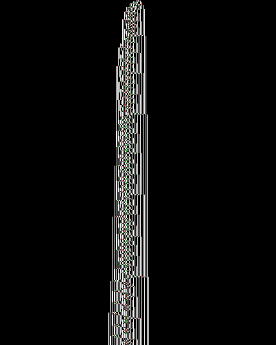space-time diagram from the blank tape, steps 0 to 10,000