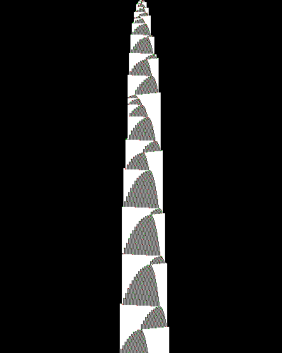 space-time diagram from the blank tape, steps 0 to 10,000