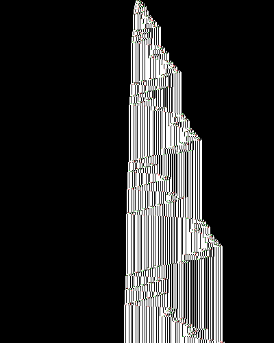 space-time diagram from the blank tape, steps 0 to 10,000