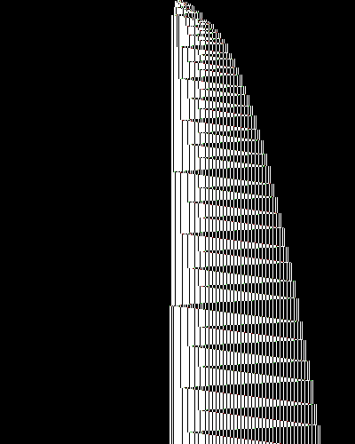 space-time diagram from the blank tape, steps 0 to 10,000